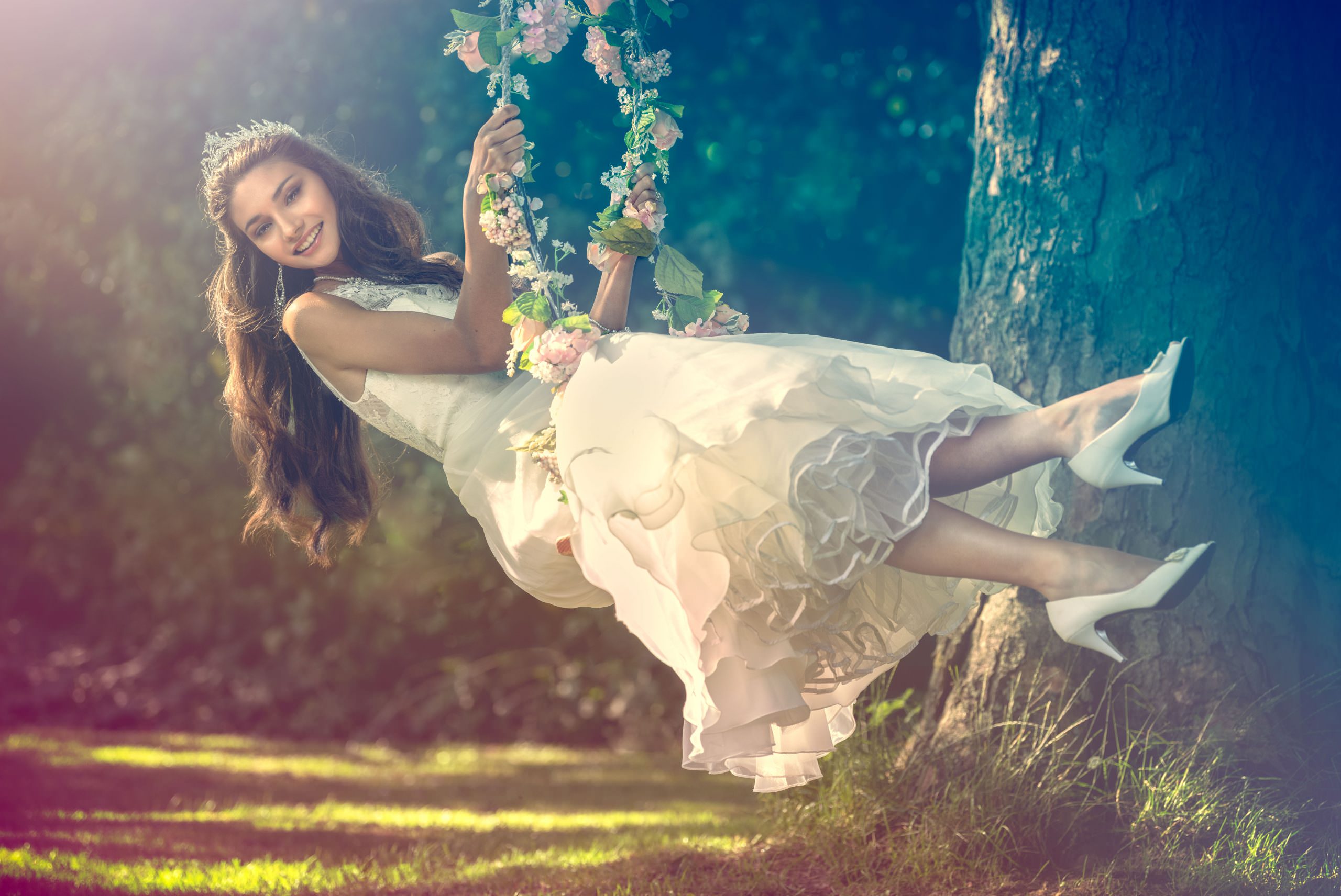 Bride on Swing fine art wedding photography by Embrace Photography